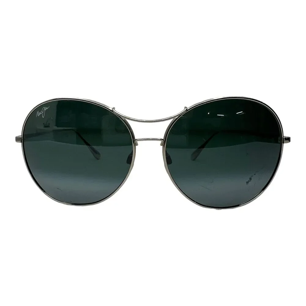 Maui Jim MJ 547-17 New Silver/ Green Polarized Sunglasses 61mm‎ with defect 4384